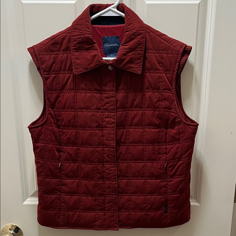 Faconnable Women's Quilted Burgundy Vest